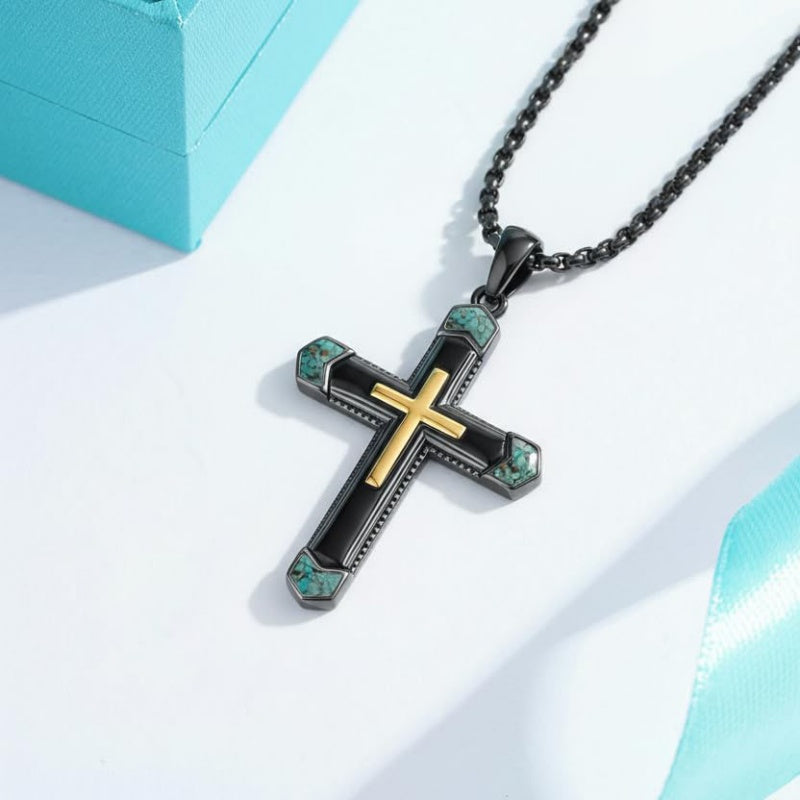 14K Gold Plated Celtic Vikin Cross Pendant Necklace Irish Jewelry Religious Protective Gift