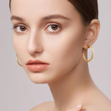 14K Gold Plated Thick Twisted Hoop Earrings for Women