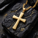 Cross Pendant Necklace for Men 14K Gold Plated Minimalist Christian Jewelry Religious Gift