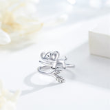 925 Sterling Silver Cute Animal Ring Adjustable Open Ring  Jewelry Gift for Women Girls
