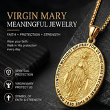 14K Gold Plated Saint Medal Christian  Pendant Necklace for Men