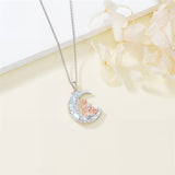 Sterling Silver Moonstone Tree of Life Art Book Pendant Necklace for Book Lover