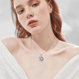 Sterling Silver Crystal Compass Pendant Necklace With Engraved
