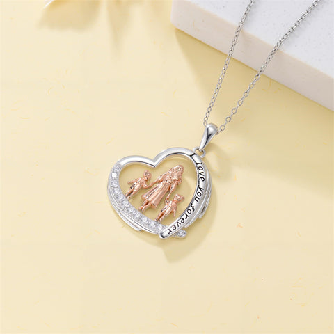 Sterling Silver Mother Daughter Father Daughter Sister Pendant Necklace Family Jewelry for Christmas Mother's Day
