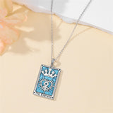 Sterling Silver Turquoise Empress The Lovers  The Moon Wheel Of Fortune The Sun Tarot Card Pendant Necklace