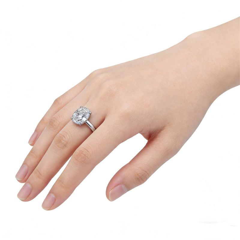 Sterling Silver 10K 14K 18K Gold Personalized Engraved Moissanite Wedding Engagement Promise Band Ring