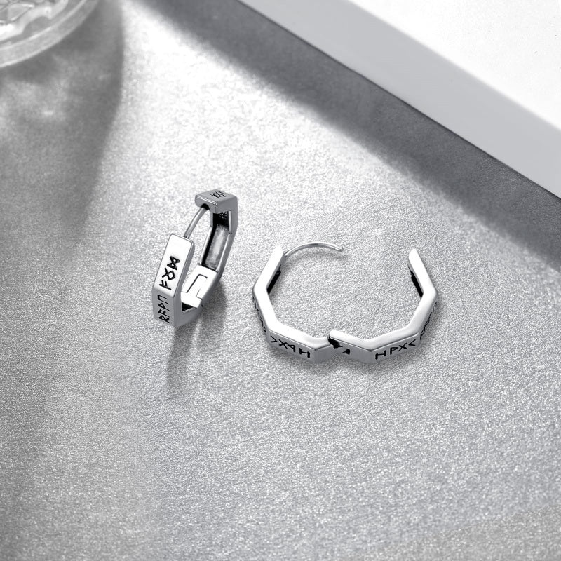 14K Gold Plated Viking  Hoop Earrings for Men