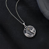 Sterling Silver Mustard Seed Black Cat Hummingbird Cross and Mountain Mountain Turquoise Sun and Moon Pendant Necklace