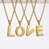 Initial Pendant Necklace 14K Gold Plated with Cuban Chain