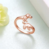 Sterling Silver  Dachshund Dog Adjustable Ring Gifts for Women Dog Lovers