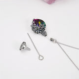 Sterling Silver Heart TearDangle Crystal Rose Cremation Urn Necklace for Ashes