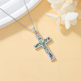 Sterling Silver Abalone Shell Bee Butterfly Dragonfly  Hummingbird Ladybug Cross Pendant Necklace for Women