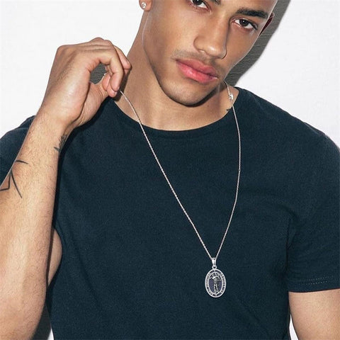 Sterling Silver Saint Christopher St Michael Saint Sebastian Amulet Pendant Necklace