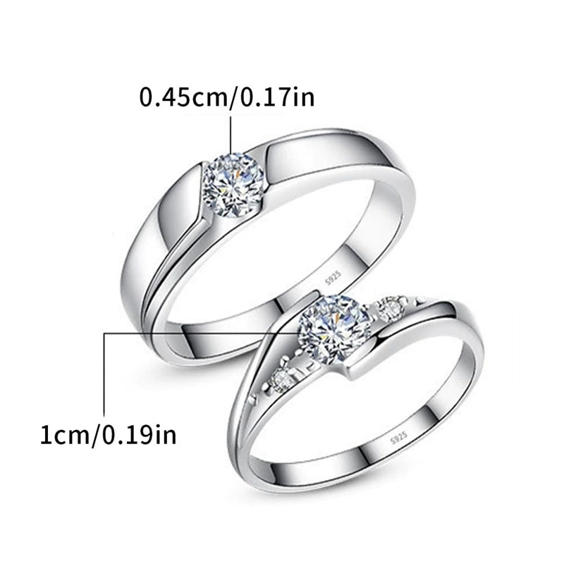 Copper Cubic Zirconia Cubic Adjustable Matching Couple Rings