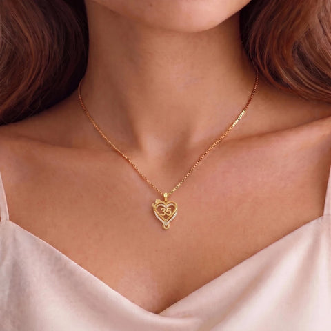 14K Gold  Plated Birthday Anniversary Rose Heart Pendant Necklace for Women