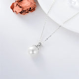 14K Real Gold Pearl Pendant Necklace for Women,Solid Gold 9 MM Freshwater Pearl Necklaces Anniversary Birthday Jewelry Present for Women