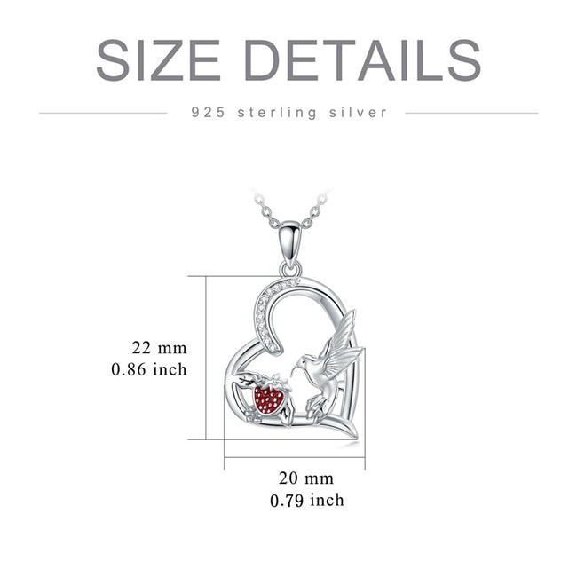 HummingbirdNecklace 925 Sterling Silver for Women Girls Heart Pendant Jewelry Mother's Day Christmas Gifts