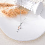 Sterling Silver Lion Semicolon Rose Sunflower Cross Pendant Religious Necklace