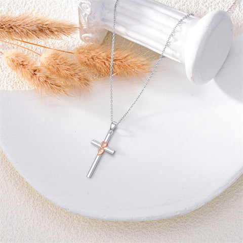 Sterling Silver Lion Semicolon Rose Sunflower Cross Pendant Religious Necklace