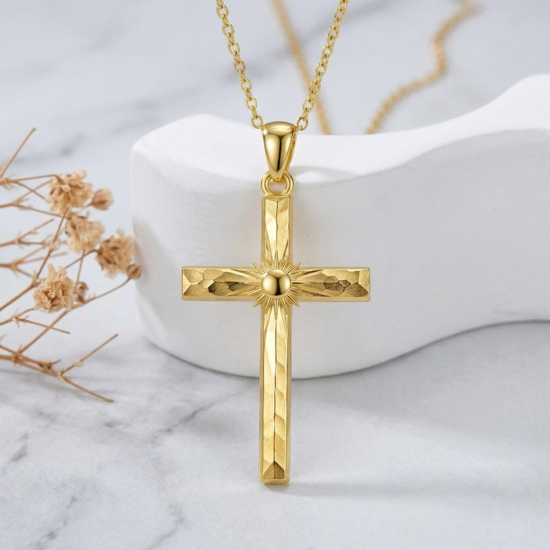 14K Gold Plated Cross Necklace for Women
