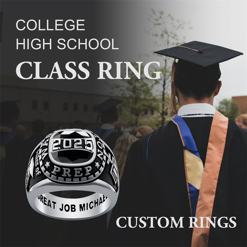 Sterling Silver Personalized High School Colleg Class Ring– romanticwork