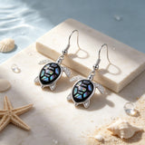 Sterling Silver Abalone Shell Hummingbird Owl Sea Turtle Cat Frog Horse Seahorse Dangle Earrings  Gifts for Christmas