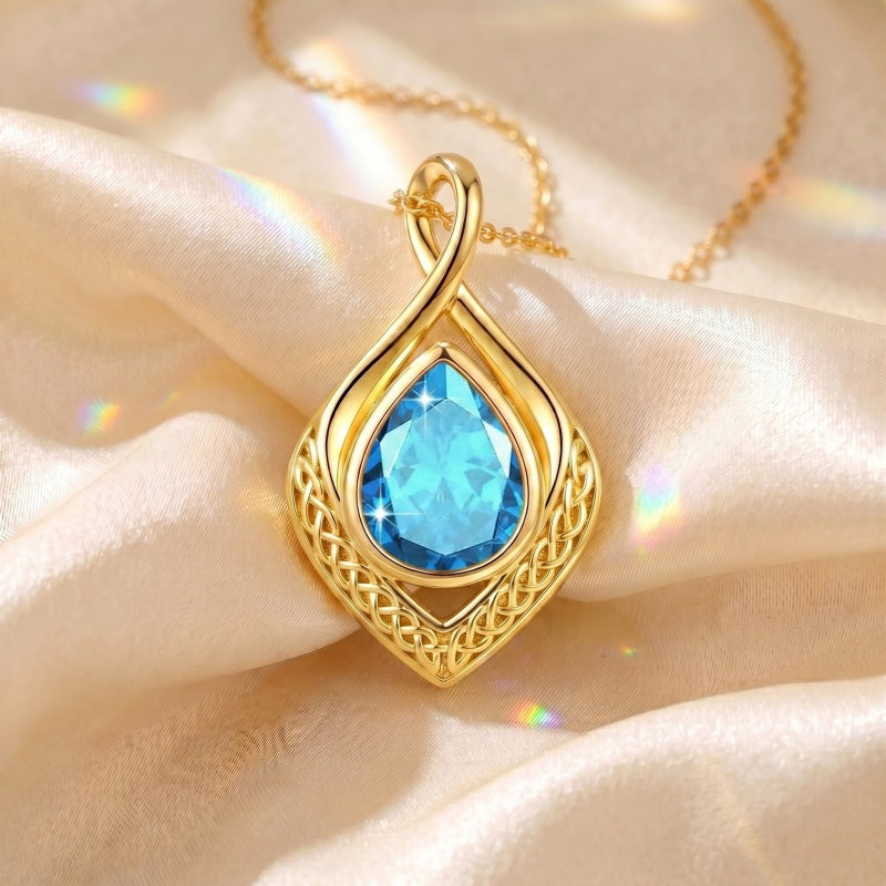 14K Gold Plated  Birthstone Celtic Knot Infinity Necklace  Birthday Christmas Jewelry Gift