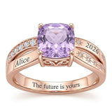 Sterling Silver Star Pattern Personalized  Class Ring for Women Elegant Graduation Gift