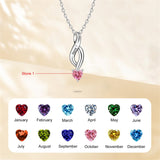 Copper Sterling Silver Personalized 1-6 Simulated Birthstones Mother's Name Heart Pendant Necklace