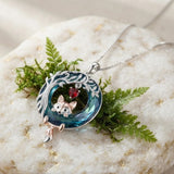 Sterling Silver Blue Crystal  Tree of Life Raccoon Bunny Cat Corgi  Pendant  Necklace  Anniversary Birthday Gifts