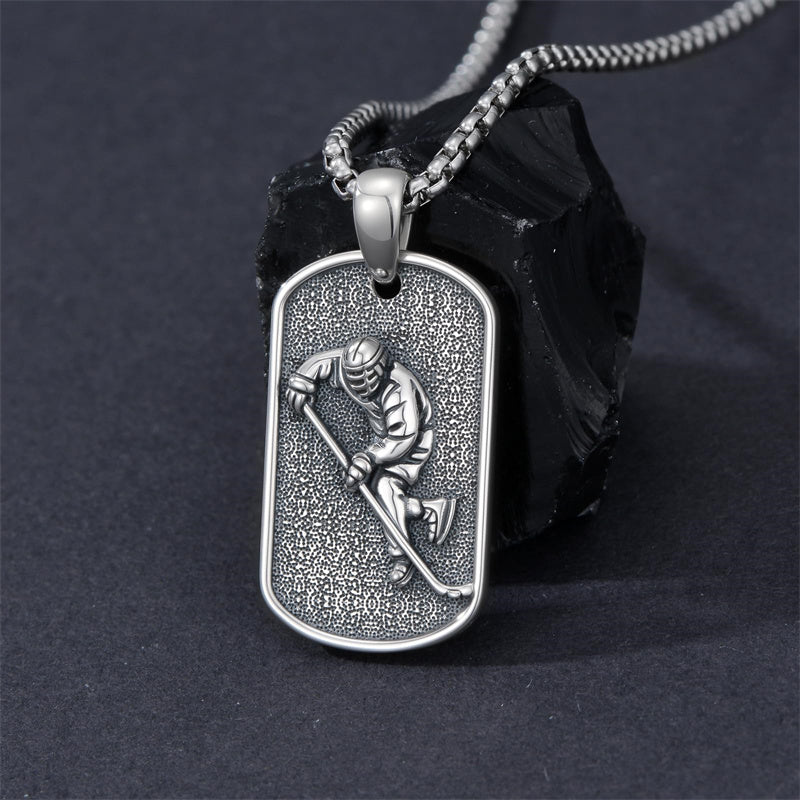 Sterling Silver Dog Tag Baseball Basketball Softball Soccer Pendant Necklace for Men