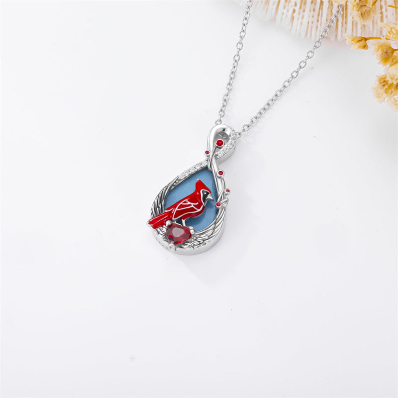 Sterling Silver Dove Hummingbird Red Cardinal Pendant Necklace