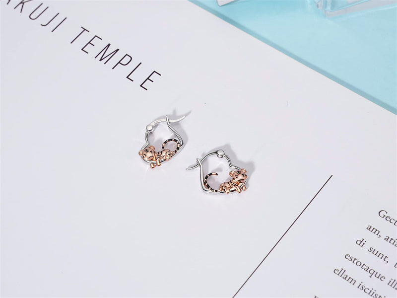 Sterling Silver Tiger Red Panda Elephant  Red Cardinal Dangle Earrings