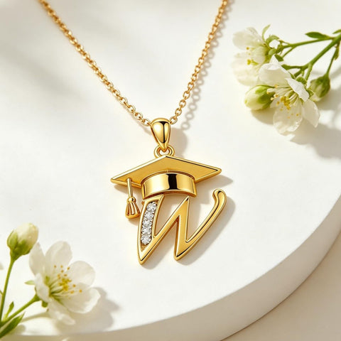Initial  Graduation 14K Gold Plated Inspiring Grad Pendant Necklace Graduations Jewelry Gifts