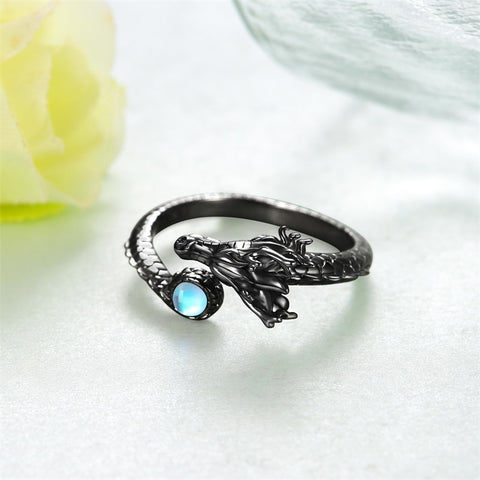Sterling Silver Moonstone Dragon Ring