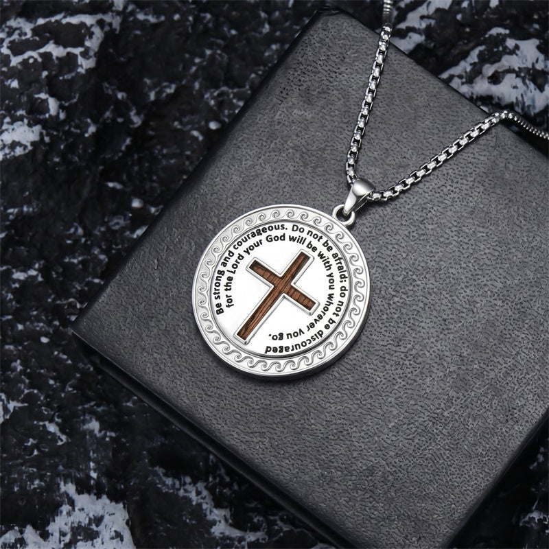 Sterling Silver Wooden Cross Pendant Necklace