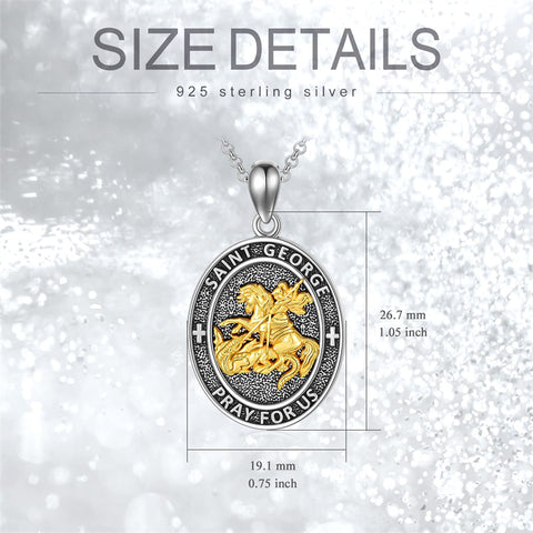 Sterling Silver St. George Dragon Slayer Pendant Necklace