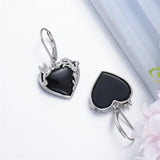 Sterling Silver Black Obsidian Snake Hummingbird Butterfly Dragonfly Leverback Earrings