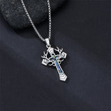 Sterling Silver Wooden Cross Pendant Necklace