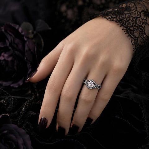 Sterling Silver 10K 14K 18K Gold Custom Engraved Moissanite Engagement Wedding Ring