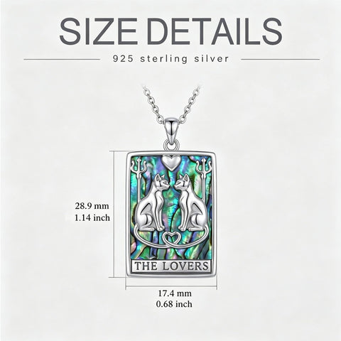 Sterling Silver Abalone Shell Tarot Card Pendant Necklace Gifts for Birthday Halloween Anniversary Valentine’s Day
