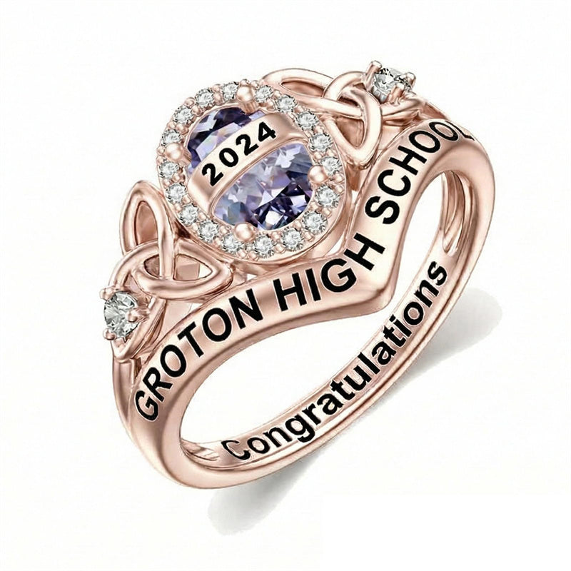 Sterling Silver Personalized High School College Graduation Ring