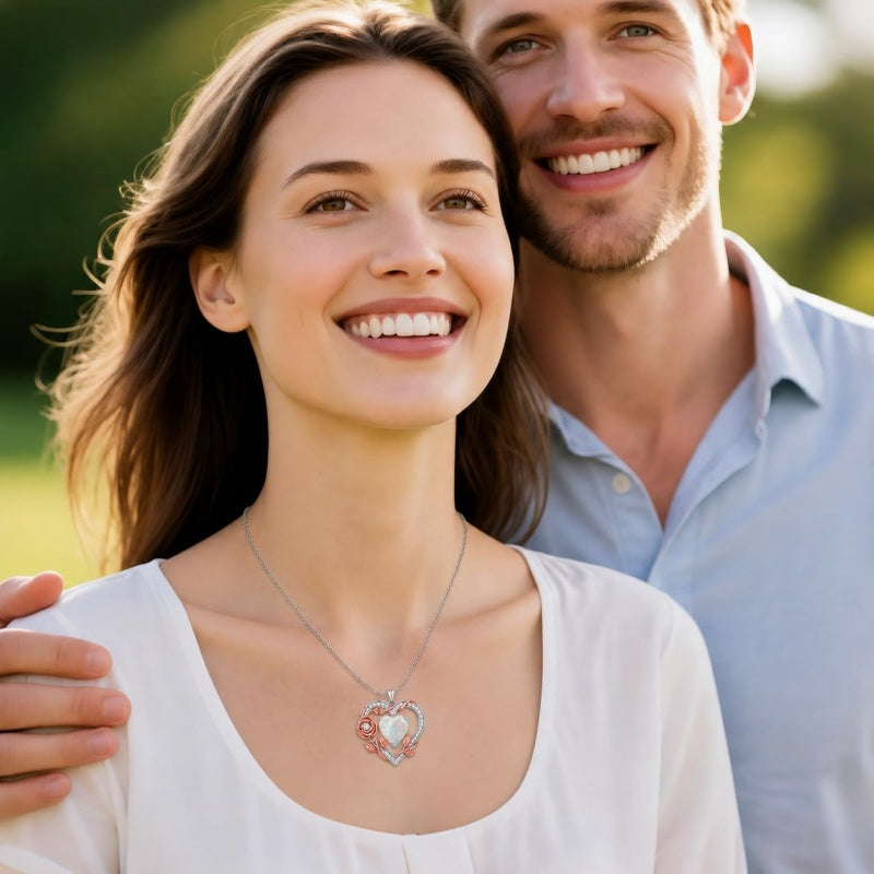 Sterling Silver Teardrop Gemstone Rose Butterfly Infinity Heart Necklace for Women
