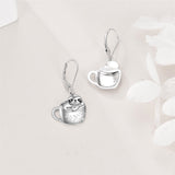 Black Cat Earrings for Girls 925 Sterling Silver  Dangle Earrings Dragon Leverback Earrings Cute Animal Jewelry Gift for Women
