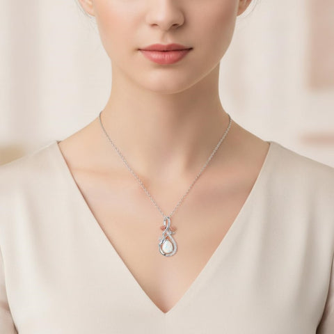 Sterling Silver Teardrop Gemstone Rose Butterfly Infinity Heart Necklace for Women