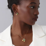 14K Gold Plated Lab-Grown Emerald Pendant Necklaces for Women