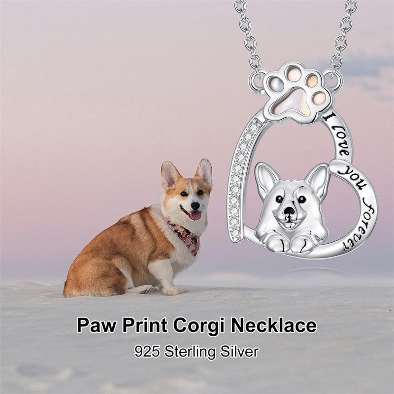 Sterling Silver Paw Print Poodle Corgi French Schnauzer Chihuahua Dachshund Golden Retriever Pug Pendant  Necklace