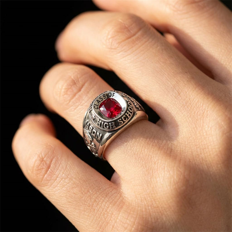 Copper Sterling Silver Custom Birthstone Class Ring for Men