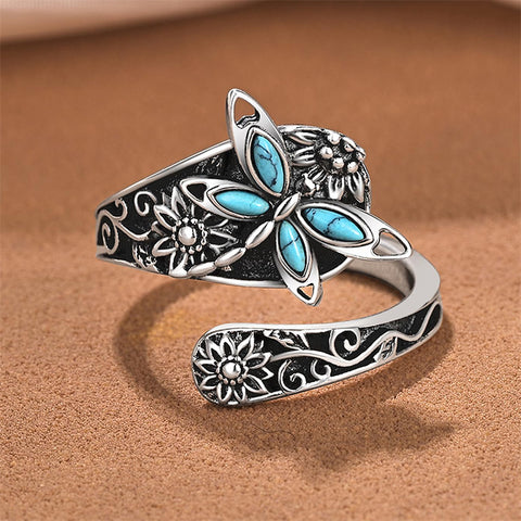 Sterling Silver Oxidized Dragonfly Butterfly Hummingbird Sea Turtle Anchor Cross Tree of Life Sunflower Spoon Ring