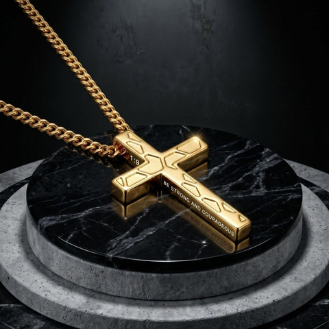 14K Gold Plated Soccer Football Basketball Baseball Cross  with Bible Verses Religious Pendant Necklace for Men